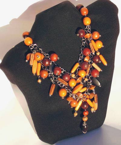 Wood bead necklace